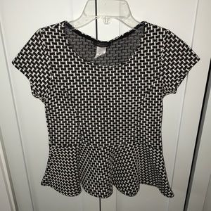 Black and white peplum top